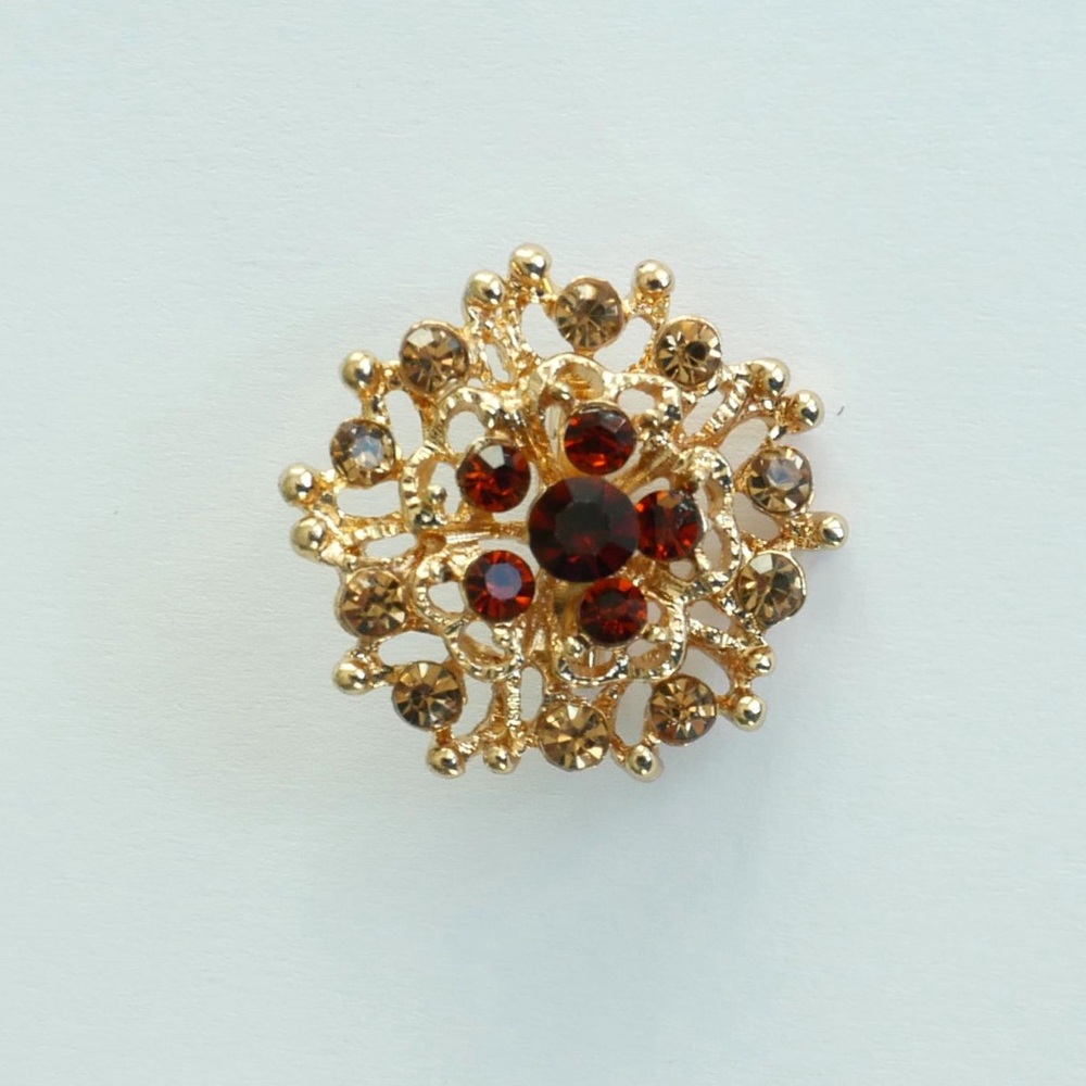 Elegant Gold and Brown Crystal Brooch ya